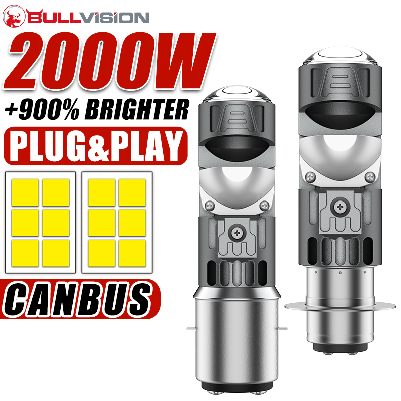 Universal Motorcycle Led Headlight Projector - 1x H4 LED Dual Color Motorcycle