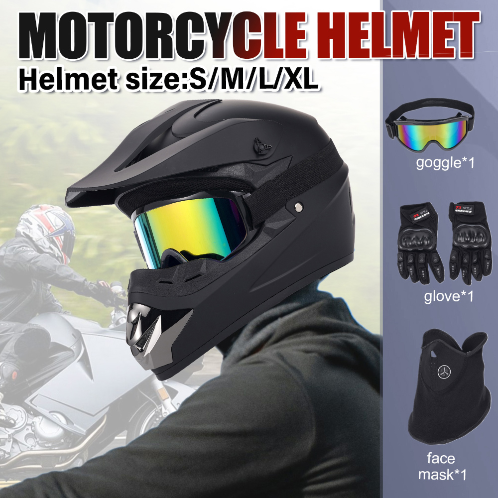 Off‑Road Motorcycle Helmet Fou - Off Road Motocross Helmet Goggles Set recension och pris