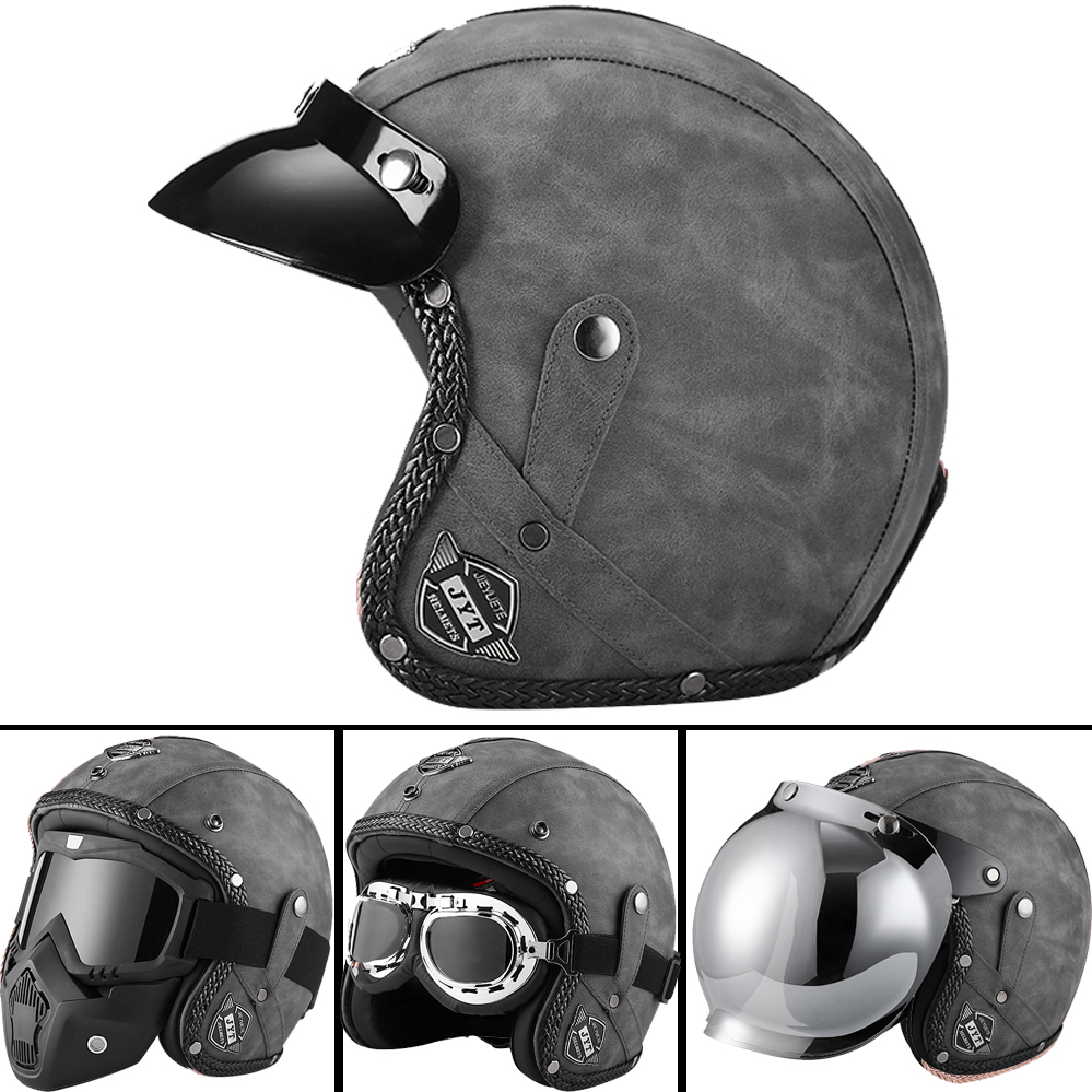 DOT 3/4 Open Face Motorcycle R - Vintage Open Face Retro Helmet recension och pris