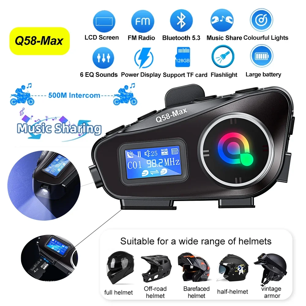 Large Screen Display Helmet In - Universal Motorcycle Helmet Intercom Headset recension och pris