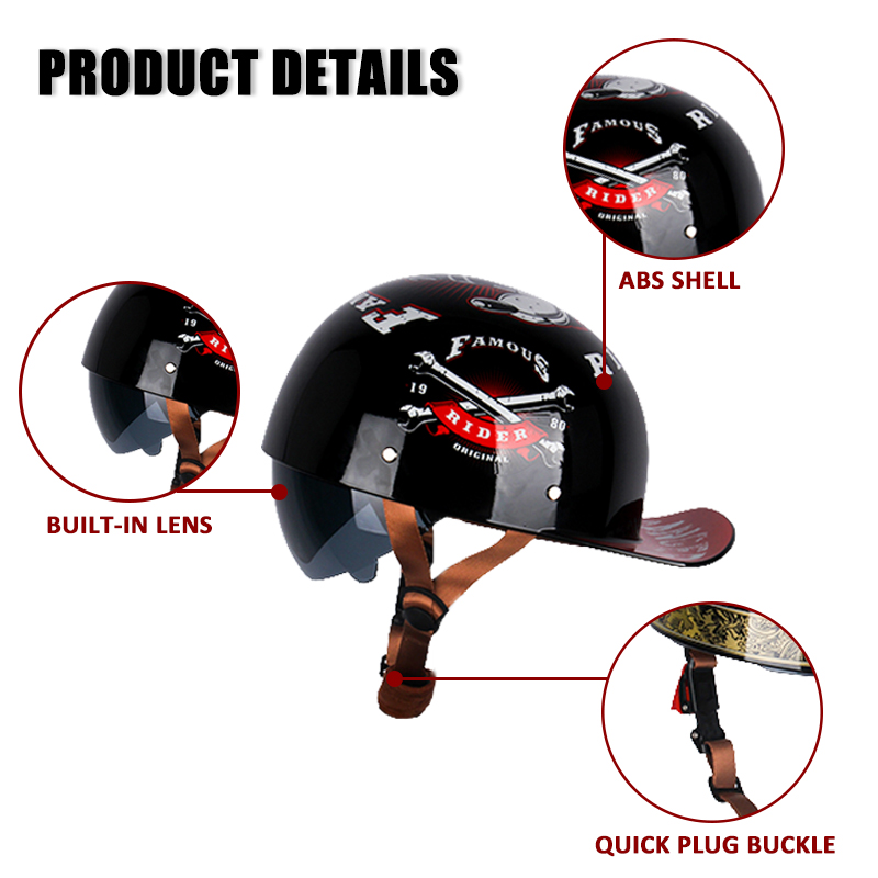 Uchoose Summer Motorcycle Casq - Vintage Open Face Retro Helmet recension och pris
