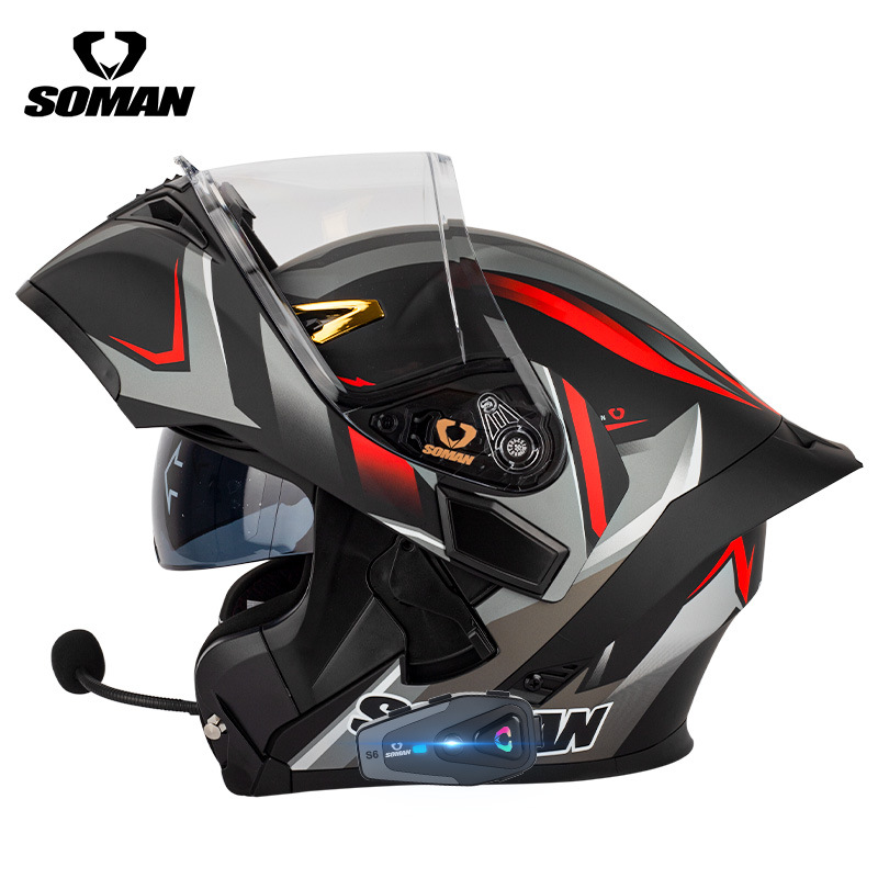 SOMAN Flip Up Motorcycle Helme - Dual Visor Motorcycle Racing Helmet recension och pris