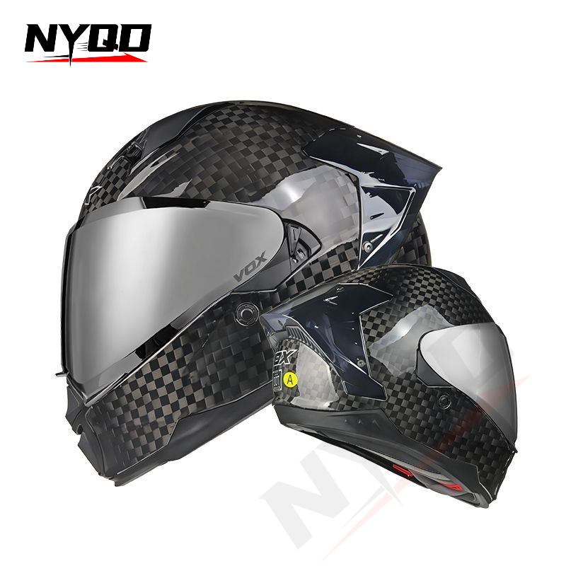 Carbon Fiber Full Face Motorcy - Dual Visor Motorcycle Racing Helmet recension och pris