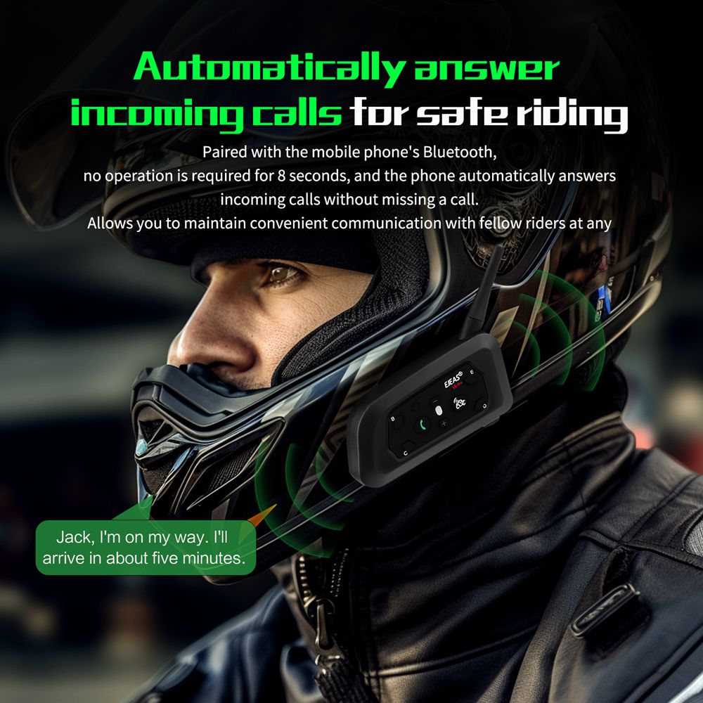 EJEAS V6 PRO + Motorcycle Helm - Universal Motorcycle Helmet Intercom Headset recension och pris